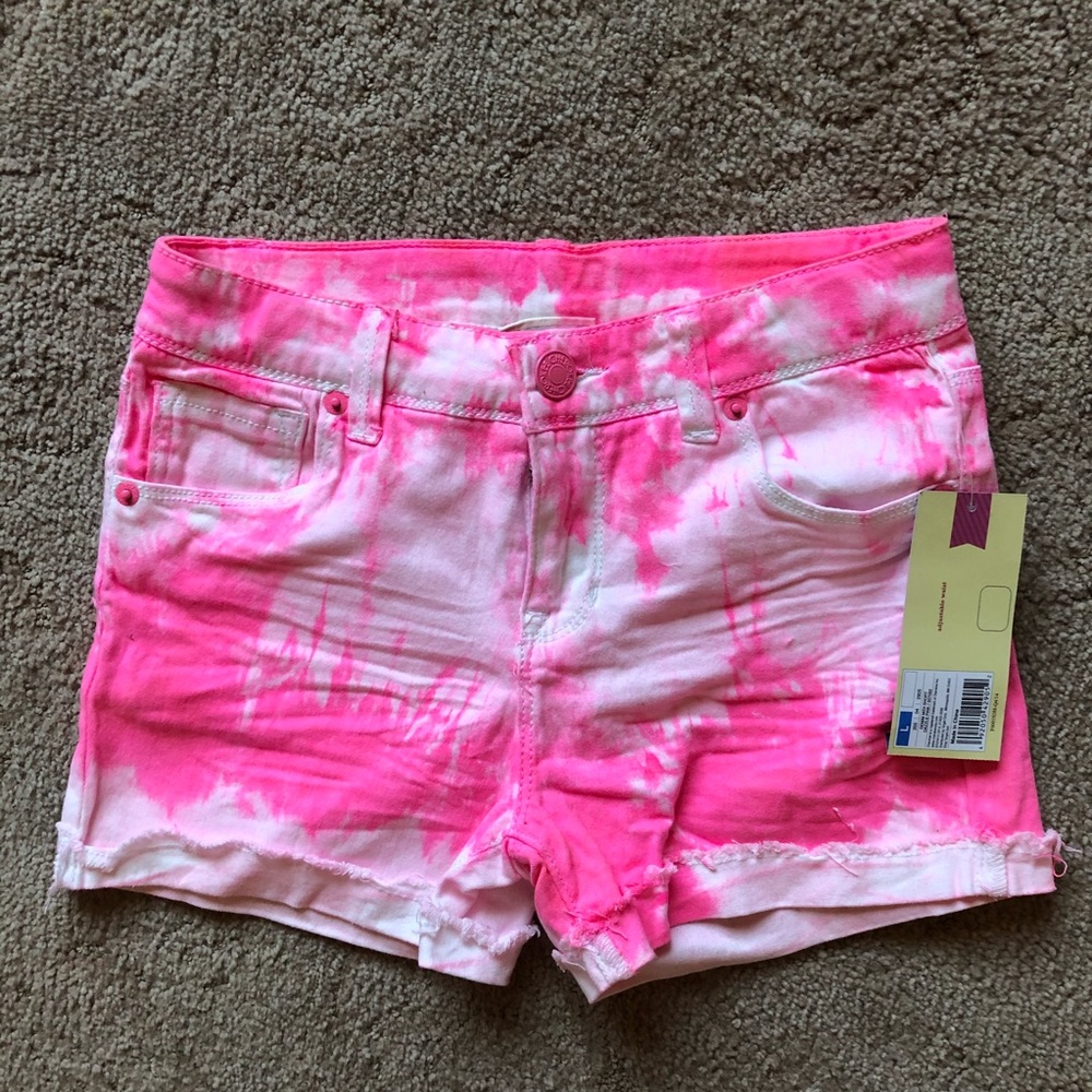 NWT Kids Pink tie dye jean shorts
